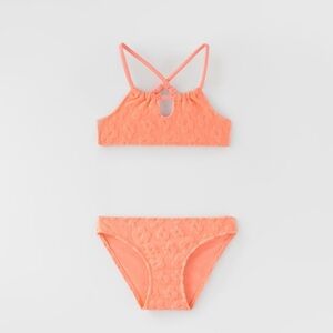 Zara two piece bikini floral orange